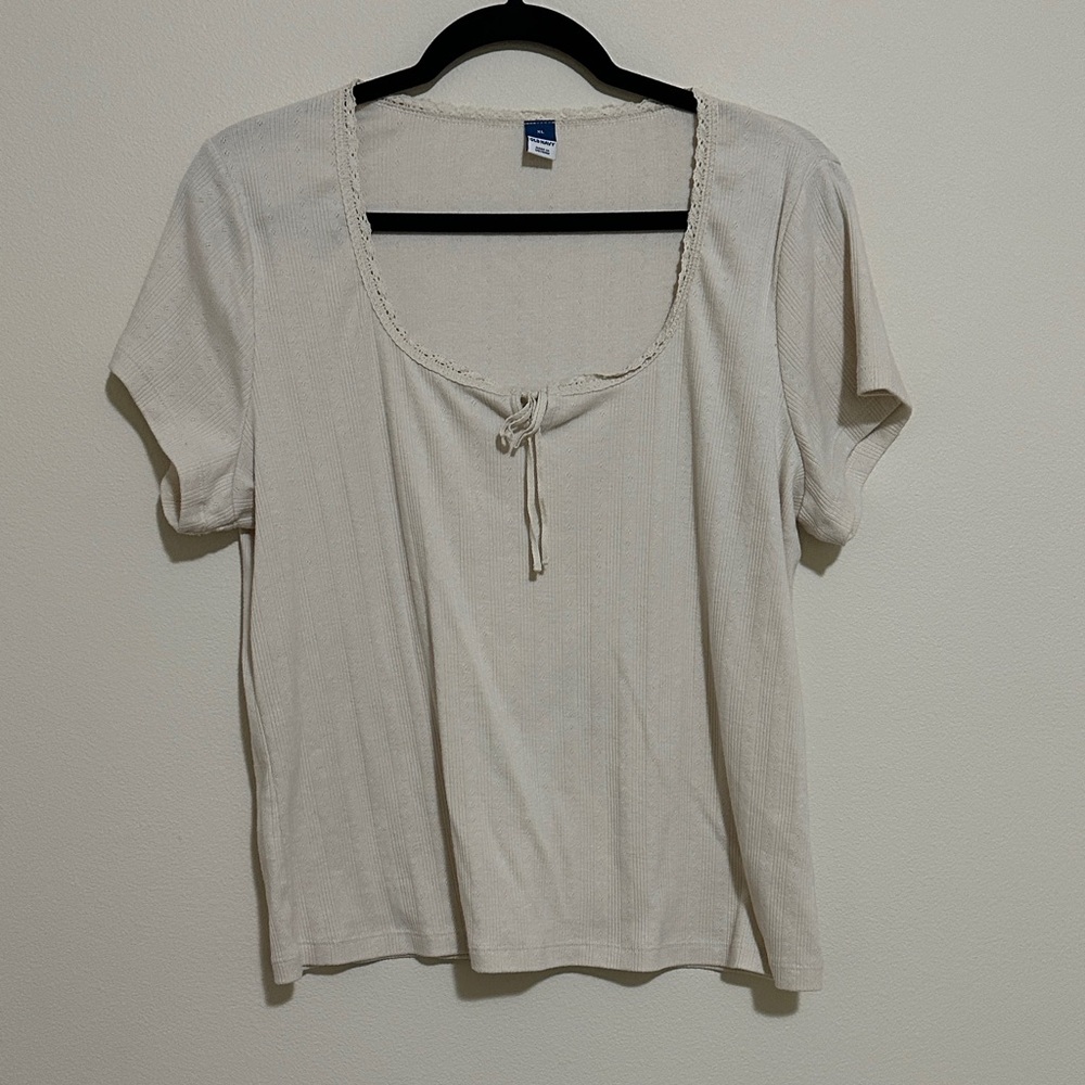 Old Navy Cream lace tie top